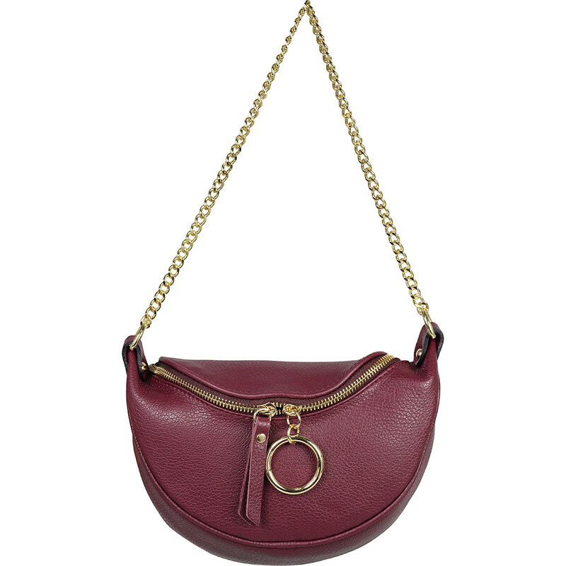 Luksuzna Talijanska torba od prave kože VERA ITALY "Frilla", boja tamnocrvena, 13x21cm