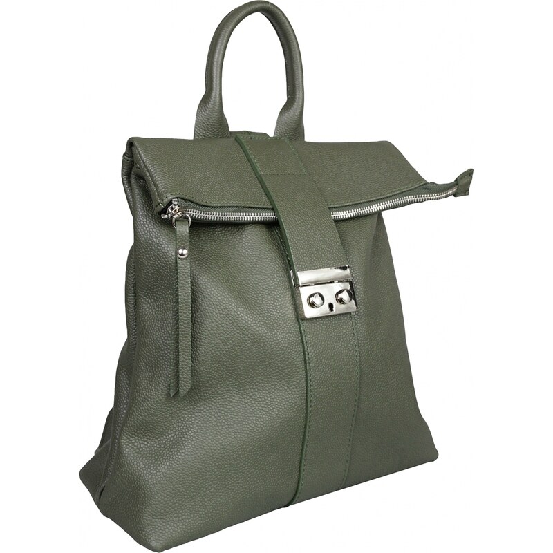 Luksuzna Talijanska torba od prave kože VERA ITALY "Spirulina", boja tamno zeleno, 32x35cm