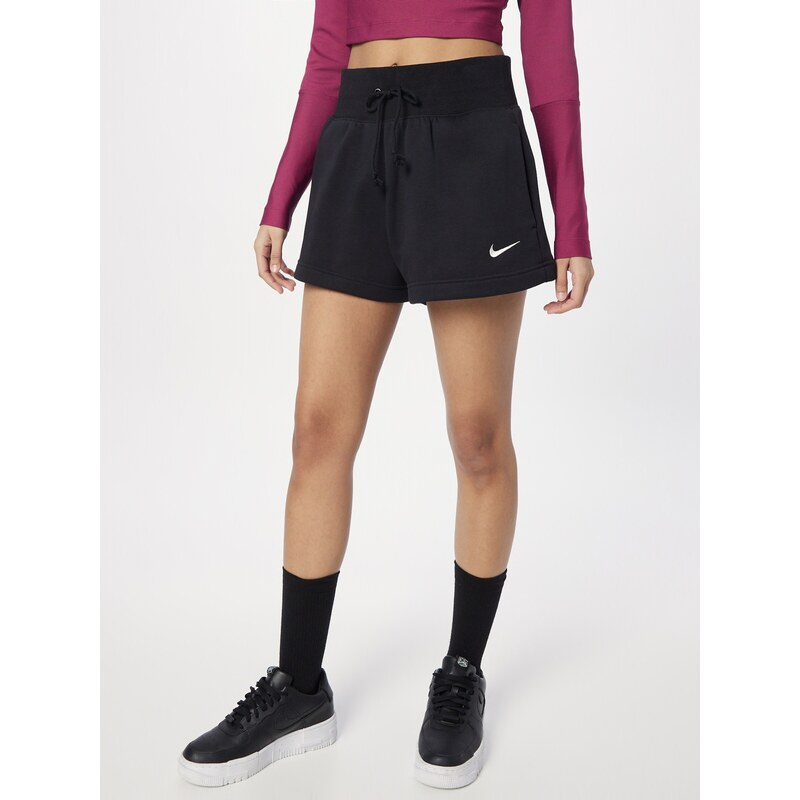 Nike Sportswear Hlače 'Phoenix Fleece' crna / bijela