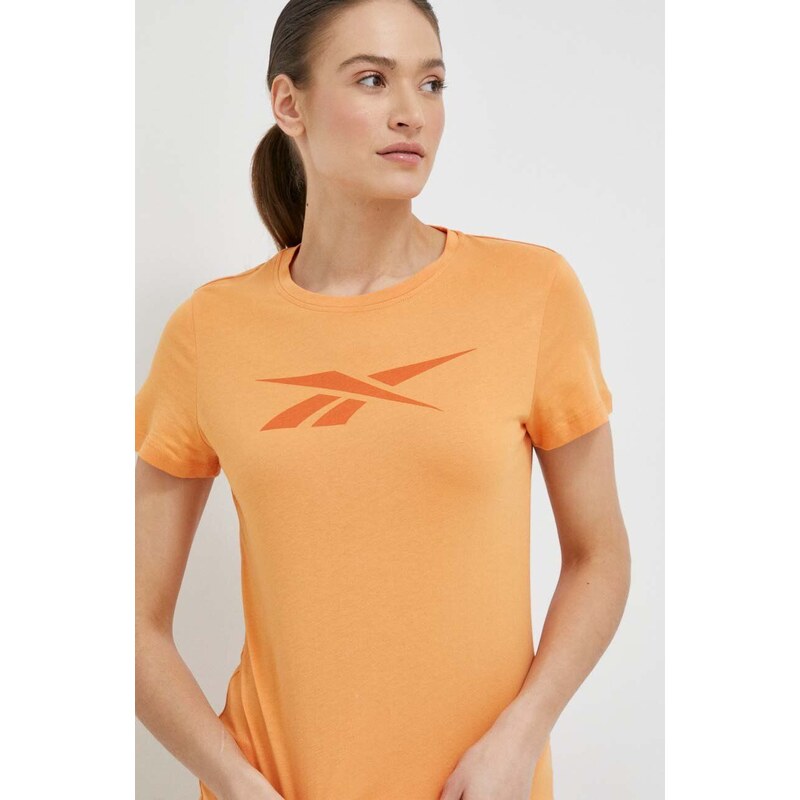 Pamučna majica Reebok boja: narančasta