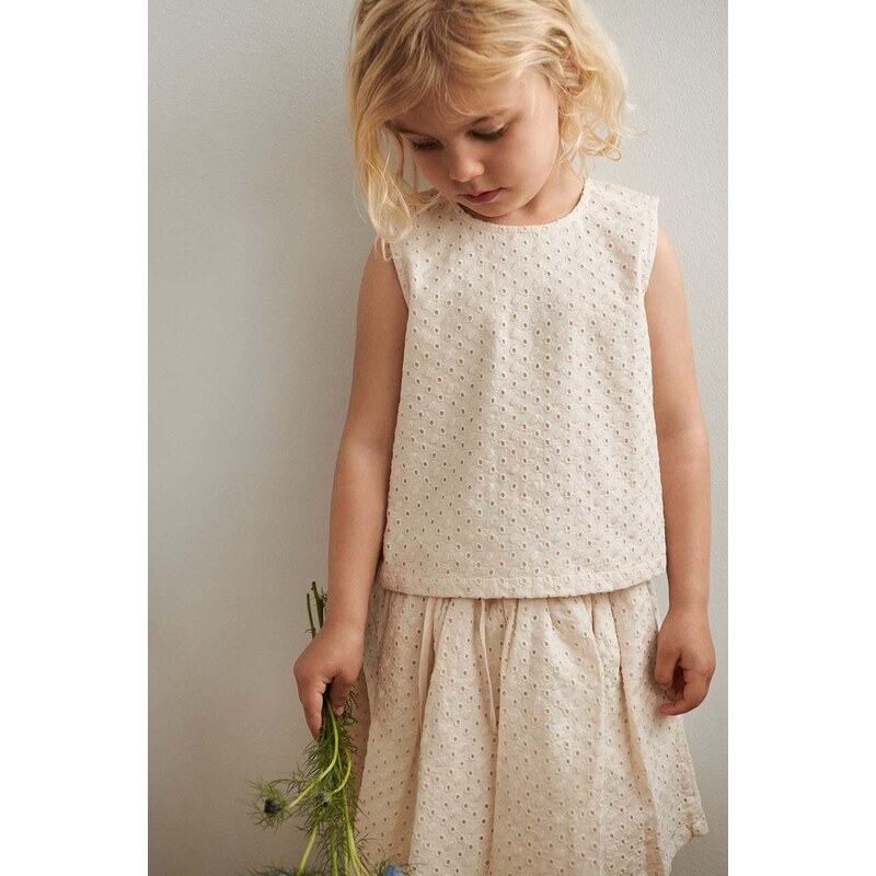 Dječje pamučna haljina Liewood Padua boja: bež, mini, širi se prema dolje
