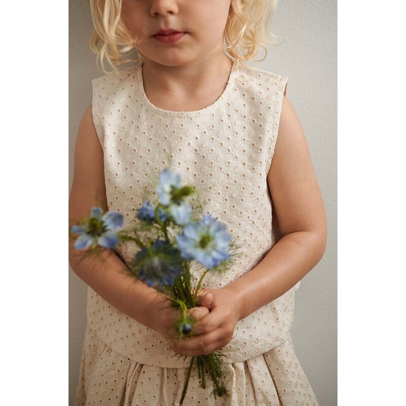Dječje pamučna haljina Liewood Padua boja: bež, mini, širi se prema dolje