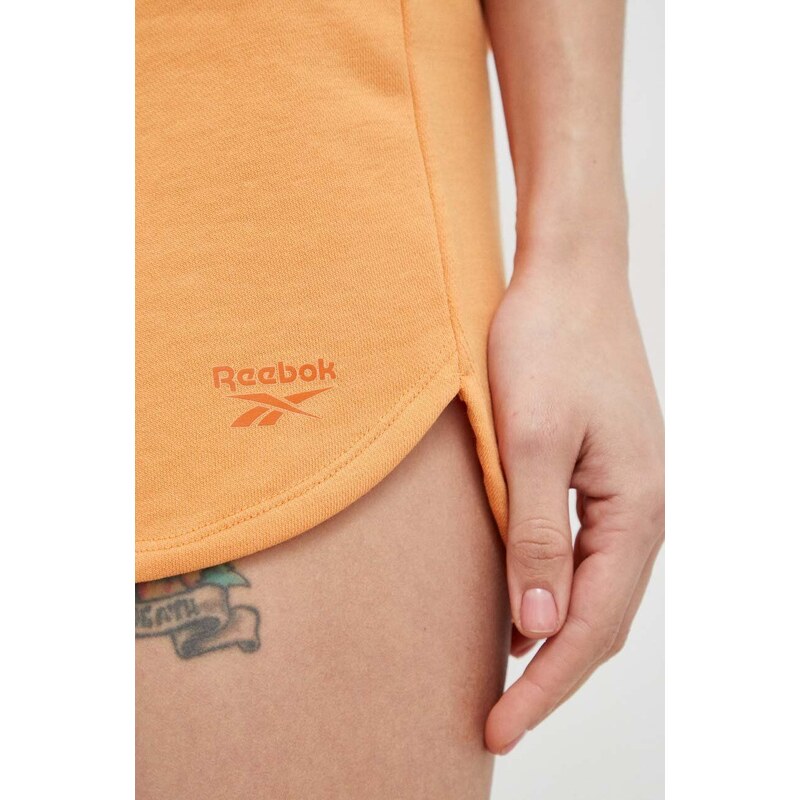 Kratke hlače Reebok za žene, boja: narančasta, glatki materijal, visoki struk