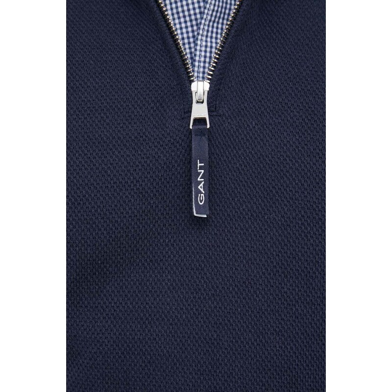 Pamučni pulover Gant boja: tamno plava, lagani, s poludolčevitom