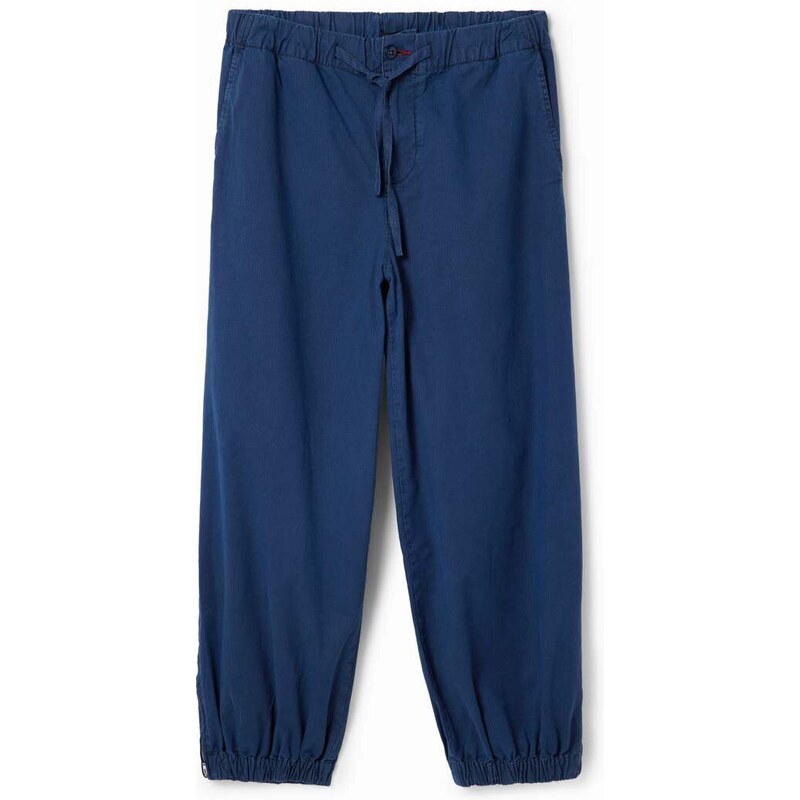 Pamučne hlače Desigual boja: tamno plava