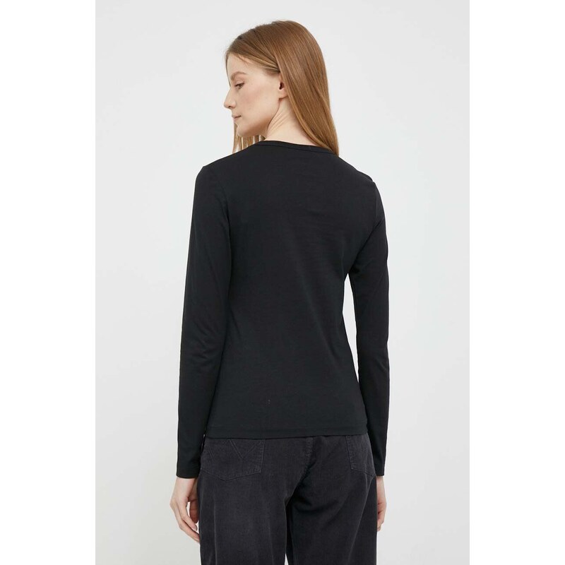 Pamučna majica dugih rukava Calvin Klein boja: crna
