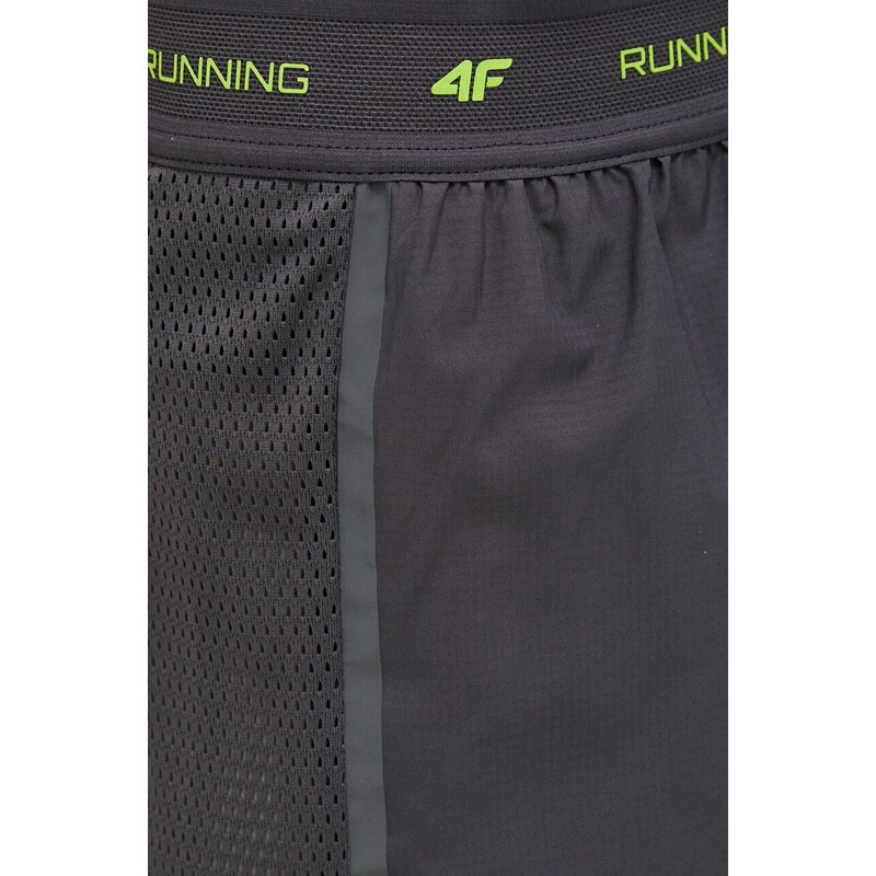 Kratke hlače za trčanje 4F boja: siva, glatki materijal, visoki struk