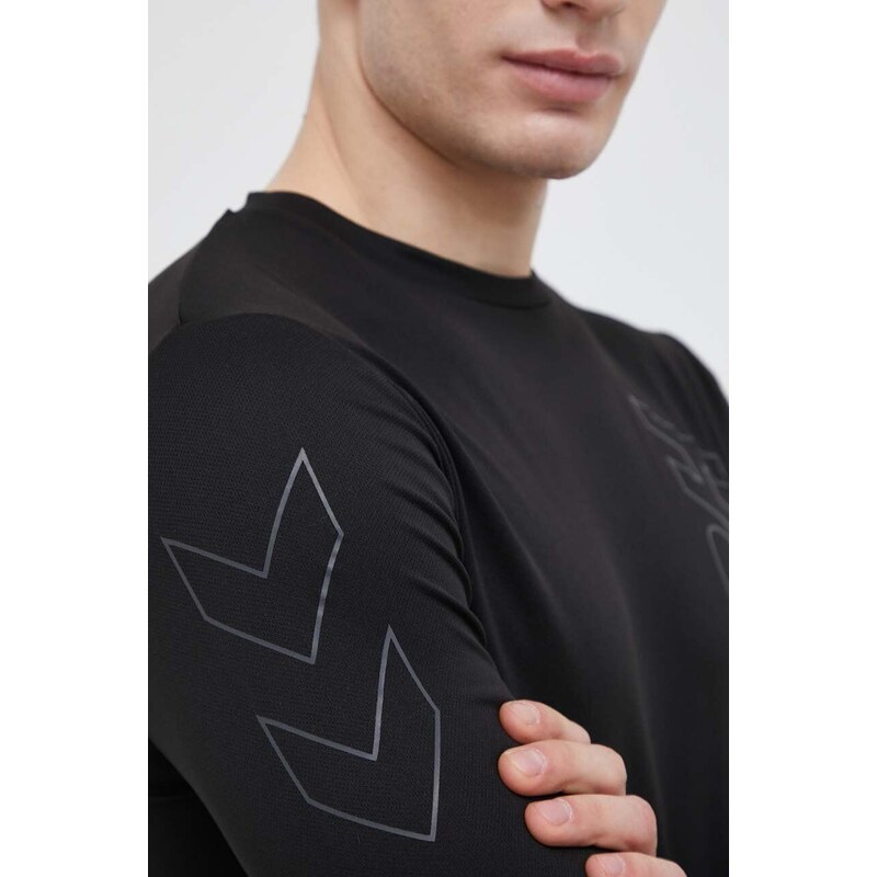 Majica dugih rukava za trening Hummel Topaz boja: crna, s tiskom