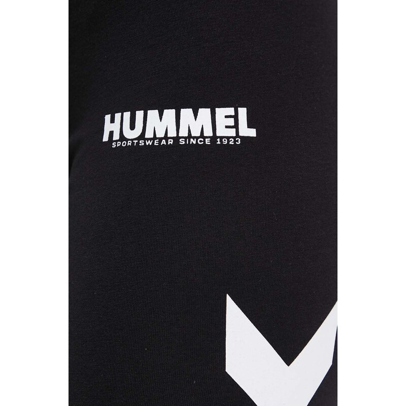 Kratke hlače Hummel za žene, boja: crna, s tiskom, srednje visoki struk