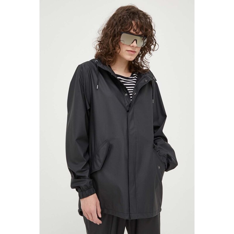 Kišna jakna Rains Fishtail Jacket 18010 boja: crna, za prijelazno razdoblje, 18010.01-01Black