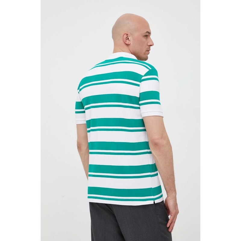 Pamučna polo majica United Colors of Benetton boja: zelena, s uzorkom