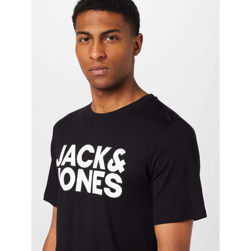 JACK & JONES Majica crna / bijela