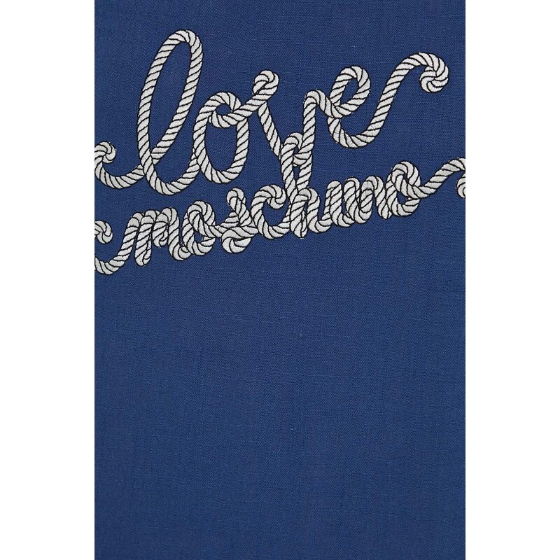 Haljina s dodatkom lana Love Moschino mini, ravna