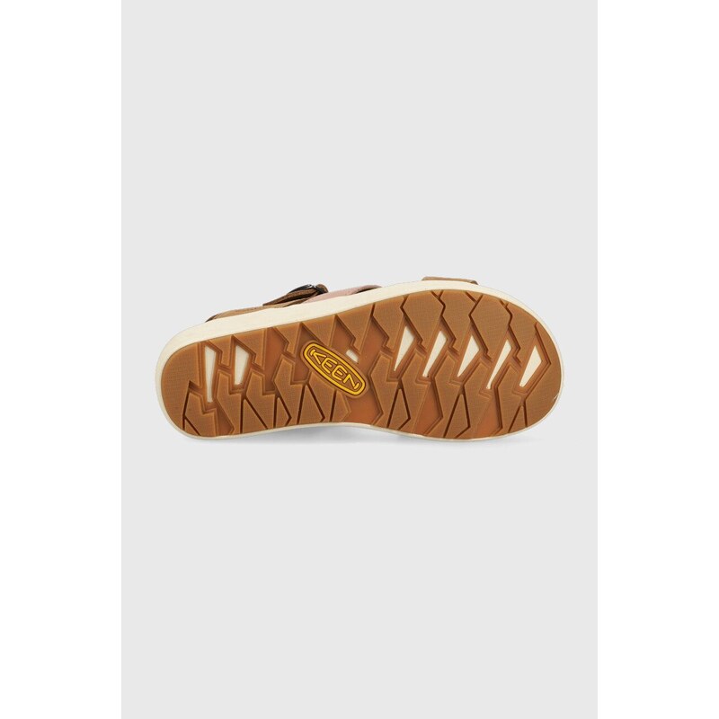 Kožne sandale Keen Ellecity Backstrap za žene, boja: smeđa, s platformom