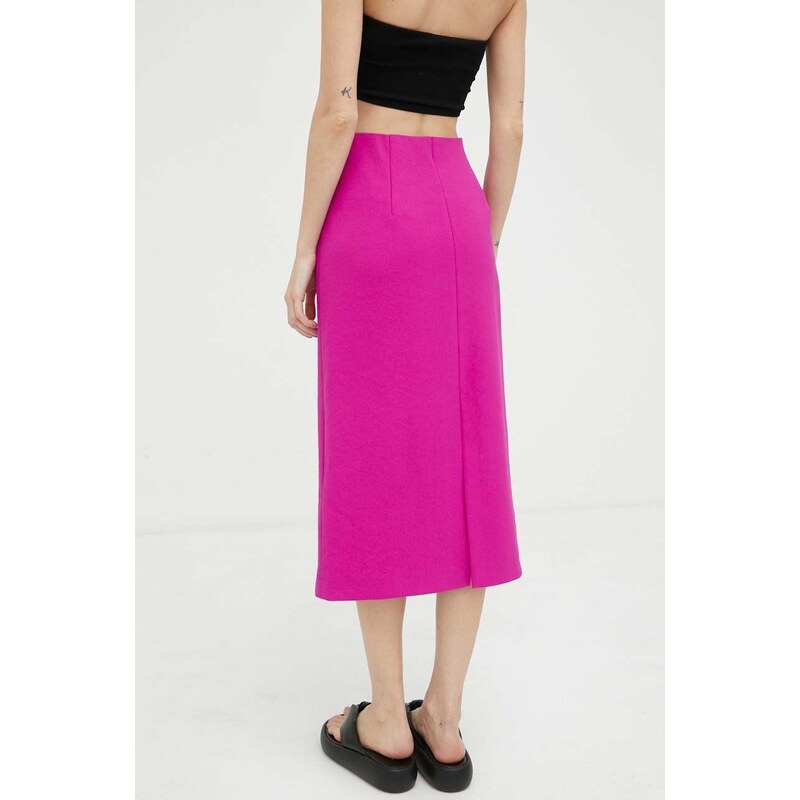 Suknja Drykorn boja: ružičasta, midi, ravna