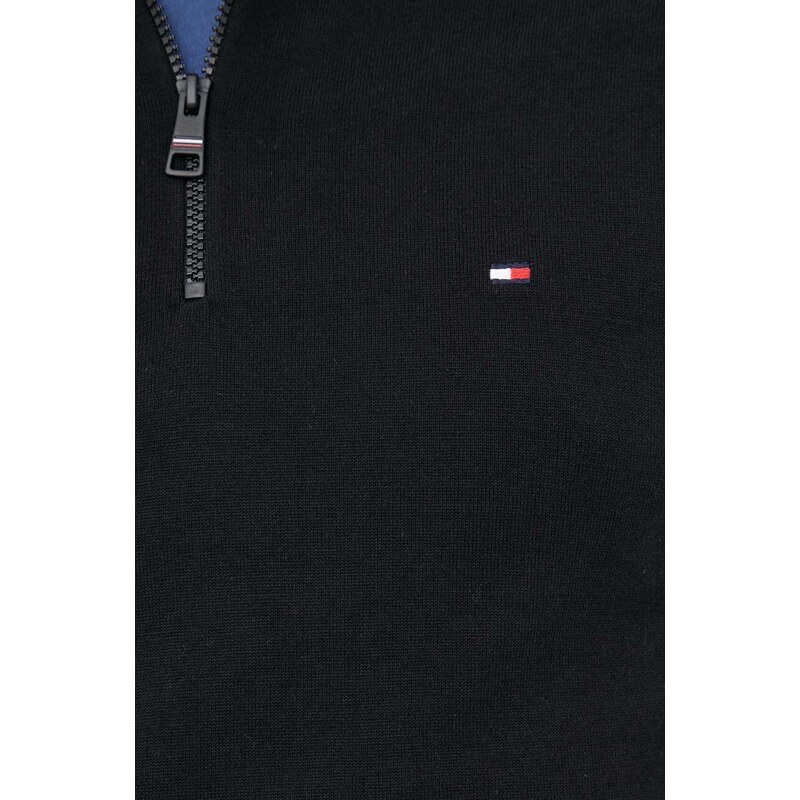Pulover Tommy Hilfiger za muškarce, boja: crna, lagani