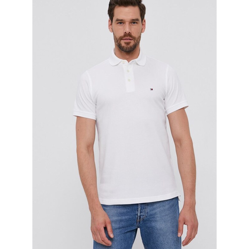 Polo majica Tommy Hilfiger za muškarce, boja: bijela