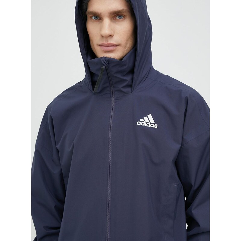 Kišna jakna adidas za muškarce, boja: tamno plava, za prijelazno razdoblje