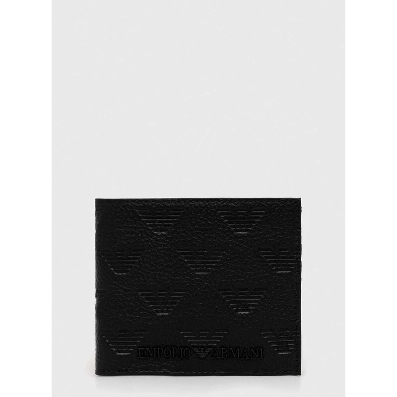 Kožni novčanik Emporio Armani za muškarce, boja: crna, YEM122 Y142V