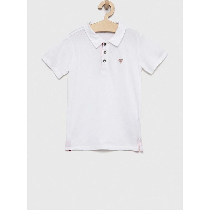 Pamučna polo majica Guess boja: bijela, jednobojni model