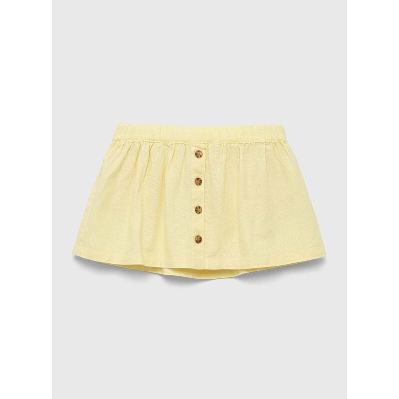 Dječja lanena suknja GAP boja: žuta, mini, širi se prema dolje