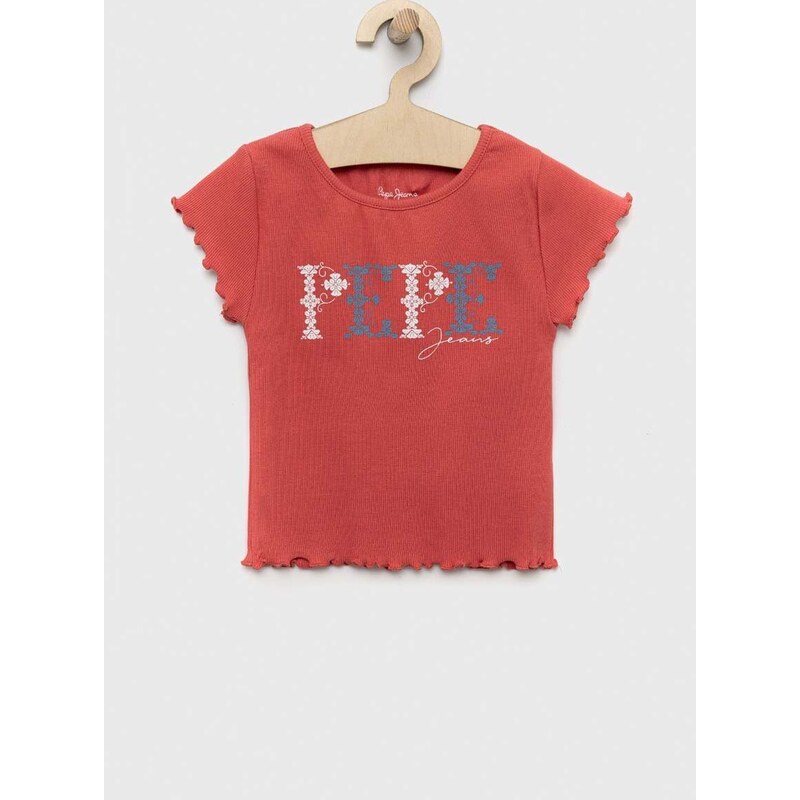 Dječja majica kratkih rukava Pepe Jeans PJL GJ Non-denim boja: crvena