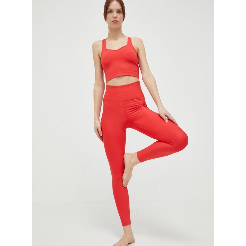 Tajice za jogu Casall boja: crvena, glatki materijal