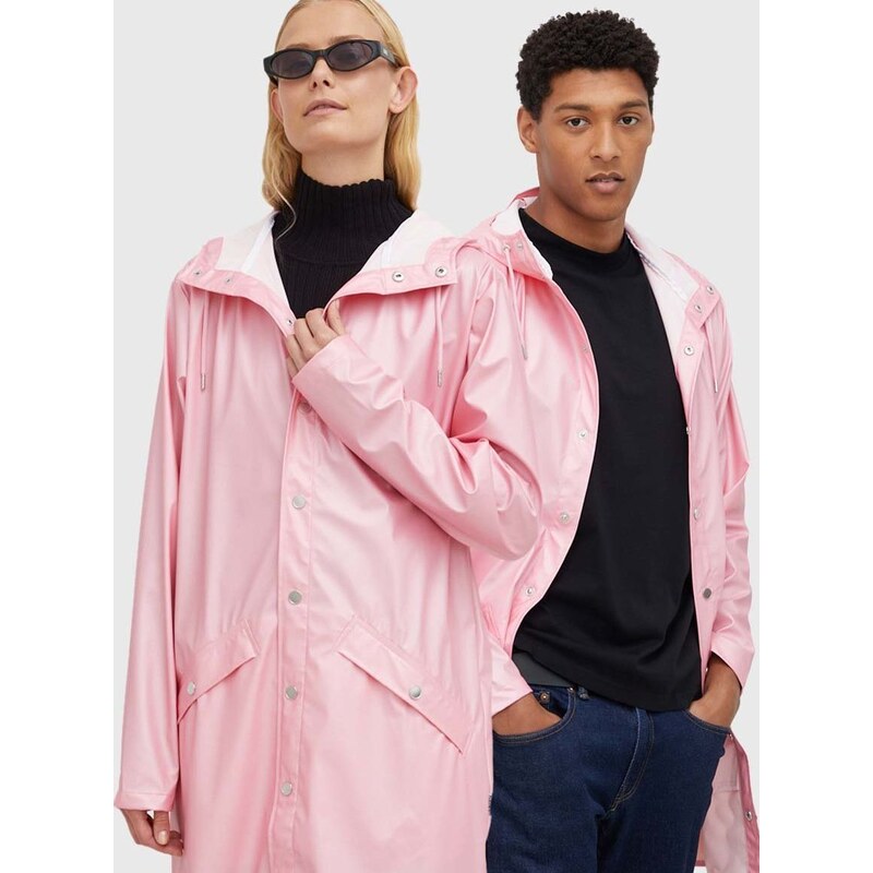 Kišna jakna Rains Long Jacket boja: ružičasta, za prijelazno razdoblje, 12020.2-20.Pink.Sk
