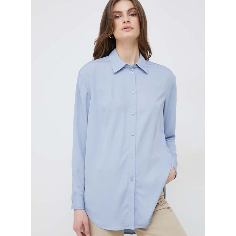 Košulja Calvin Klein za žene, relaxed, s klasičnim ovratnikom