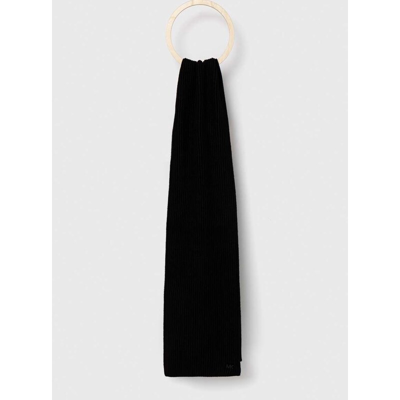 Kratki šal s primjesom vune Michael Kors boja: crna, jednobojni model