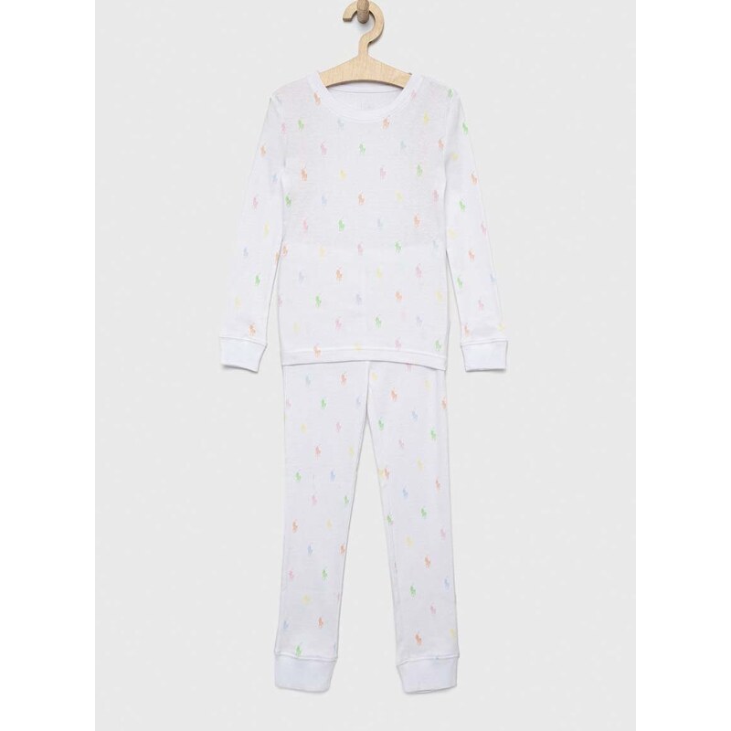 Pamučna pidžama Polo Ralph Lauren boja: bijela, s uzorkom