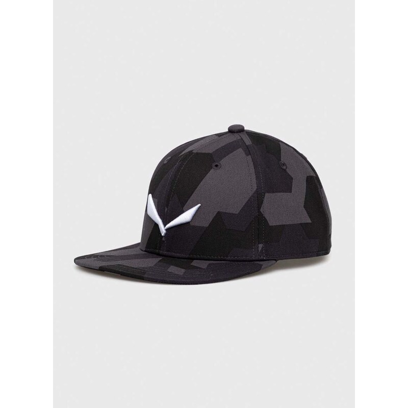 Kapa sa šiltom Salewa Puez Camou FLAT CAP boja: crna, s uzorkom, 00-0000026482