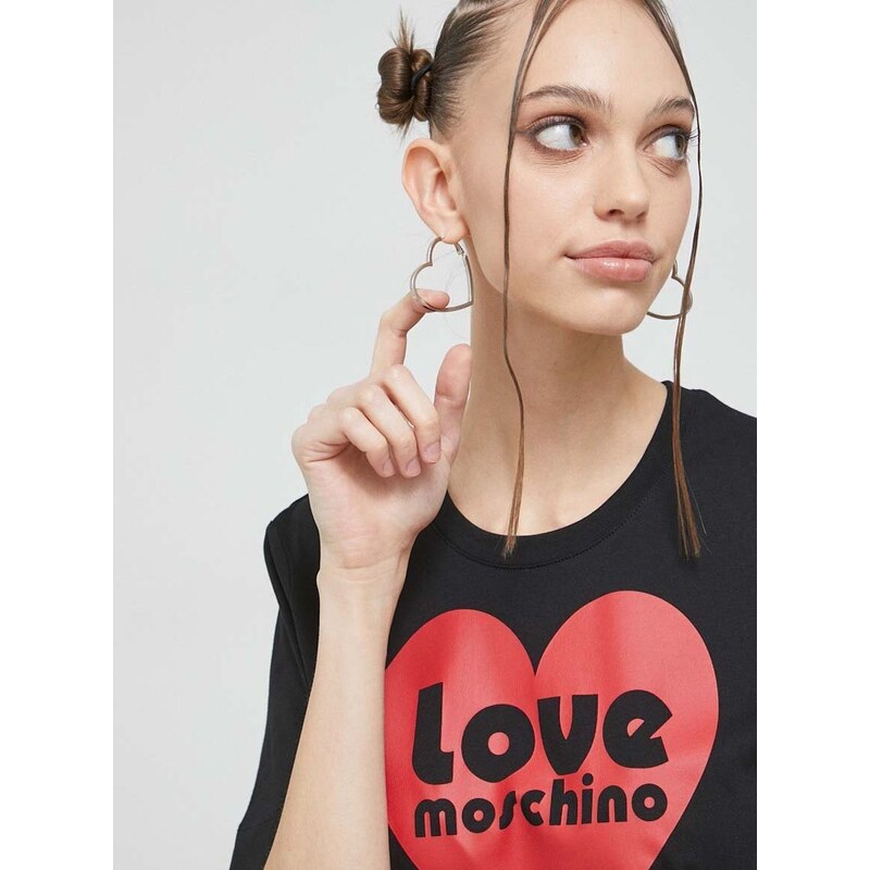 Pamučna majica Love Moschino boja: crna