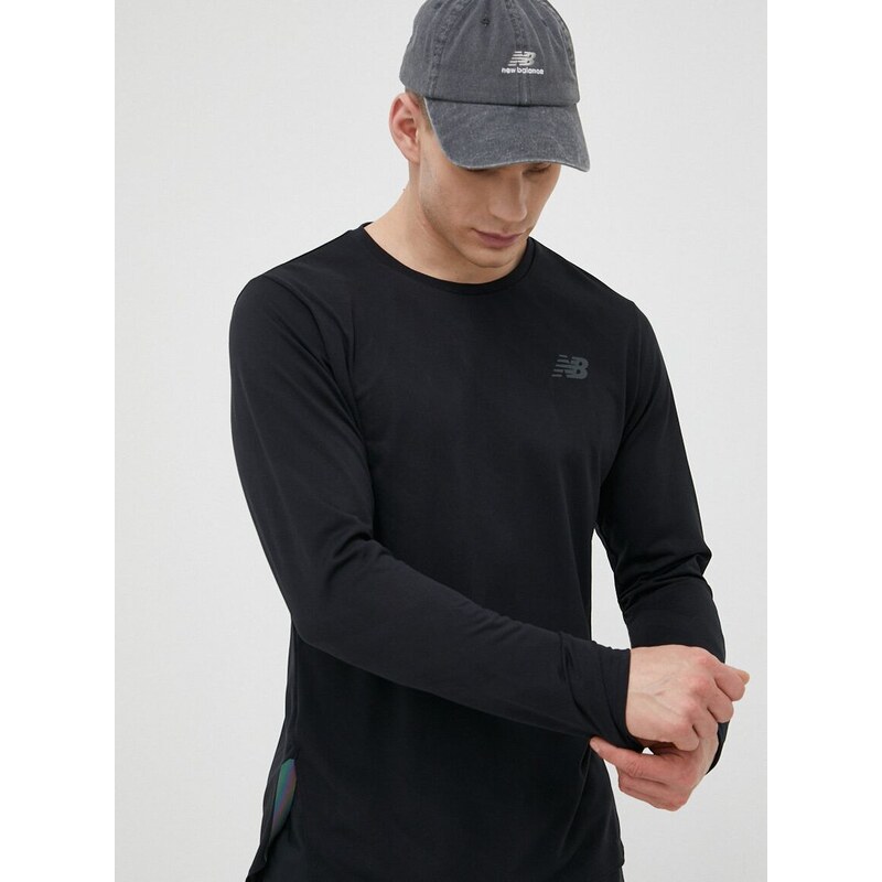 Majica dugih rukava za trčanje New Balance Q Speed boja: crna, glatki model