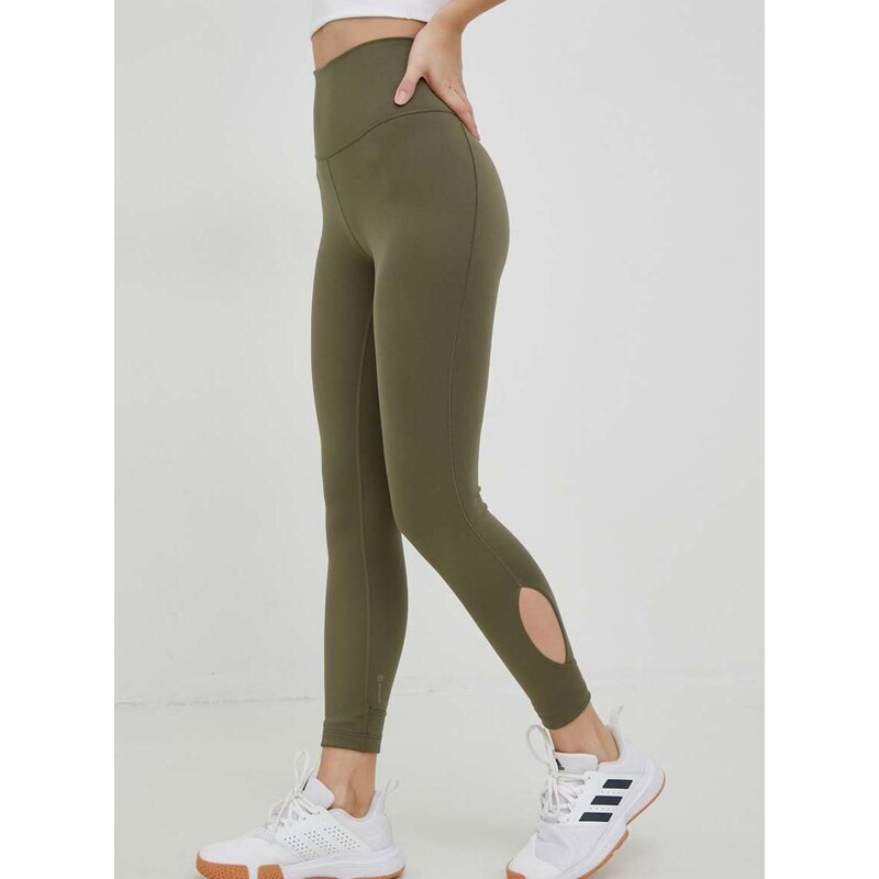 Tajice za jogu adidas Performance Yoga Studio Wrapped boja: zelena, glatki materijal