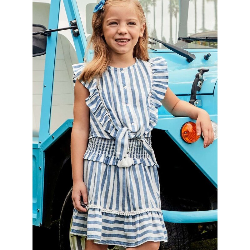 Dječje pamučna haljina Mayoral boja: bež, mini, ravna