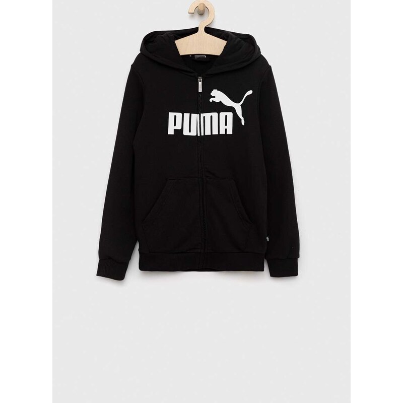 Dječja dukserica Puma boja: crna, s kapuljačom, s tiskom