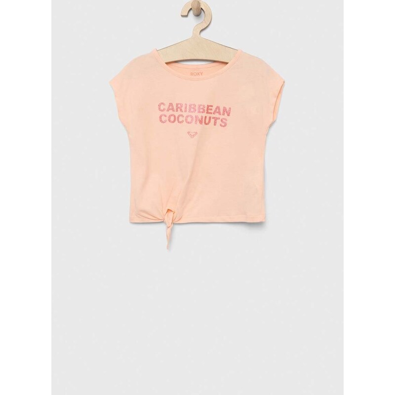 Dječja pamučna majica kratkih rukava Roxy boja: narančasta