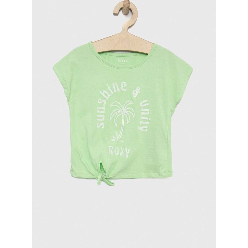 Dječja pamučna majica kratkih rukava Roxy boja: zelena