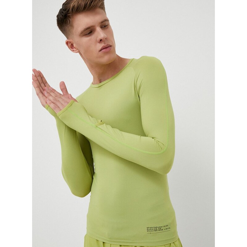 Majica dugih rukava za trčanje 4F boja: zelena, glatki model