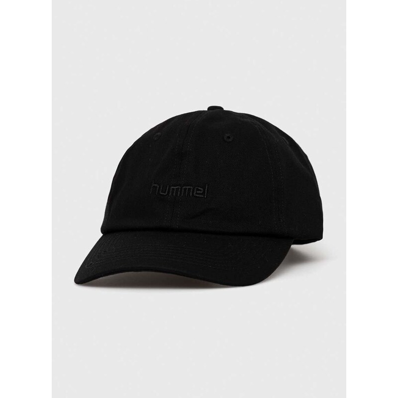 Pamučna kapa sa šiltom Hummel boja: crna, glatka