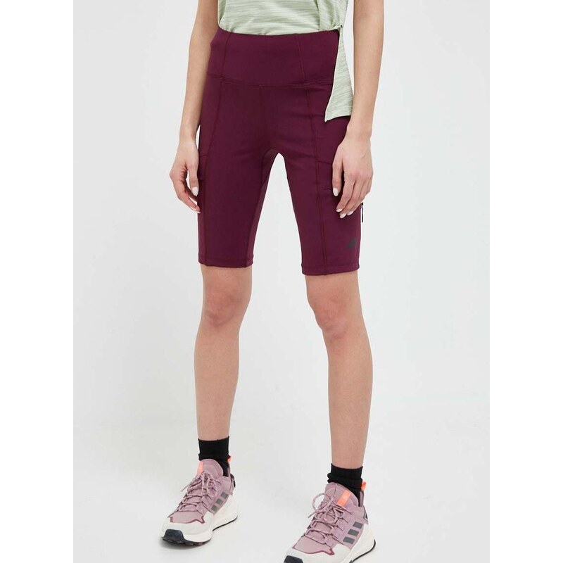 Sportske kratke hlače 4F za žene, boja: ljubičasta, glatki materijal, visoki struk