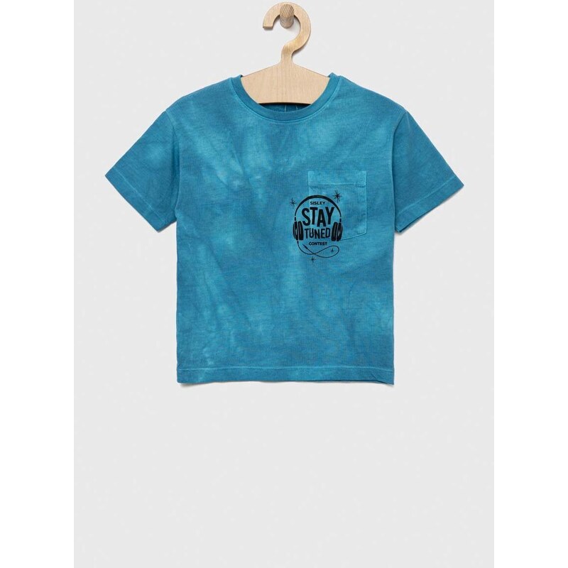 Dječja pamučna majica kratkih rukava Sisley s uzorkom
