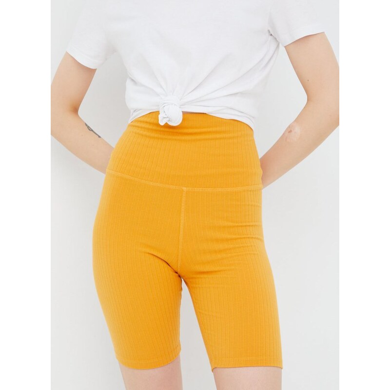 Kratke hlače Brixton za žene, boja: žuta, glatki materijal, visoki struk