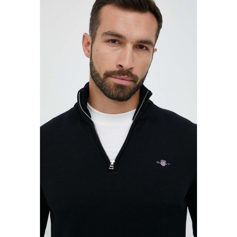 Pamučni pulover Gant boja: crna