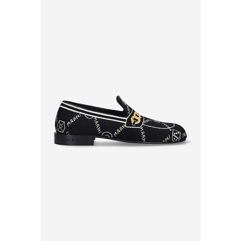 Mokasinke Marni Moccasin Shoe za žene, boja: crna, ravni potplat, MOMS003601.P4601.Z2Q23-black