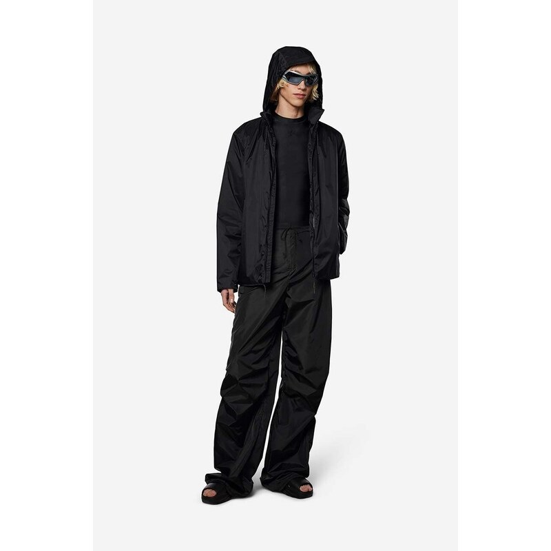 Jakna Rains Fuse Jacket za žene, boja: crna, za prijelazno razdoblje, oversize, 15400-BLACK.