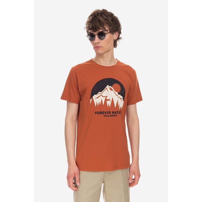 Pamučna majica Fjallraven boja: narančasta, s tiskom, F87053.243-243