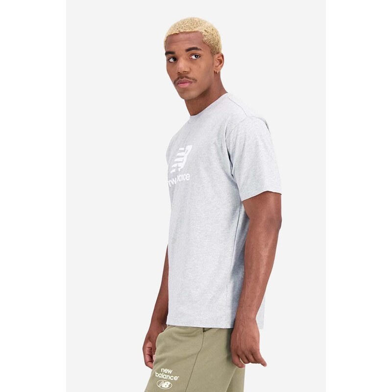 Majica kratkih rukava New Balance za muškarce, boja: siva, s tiskom, MT31541AG-1AG