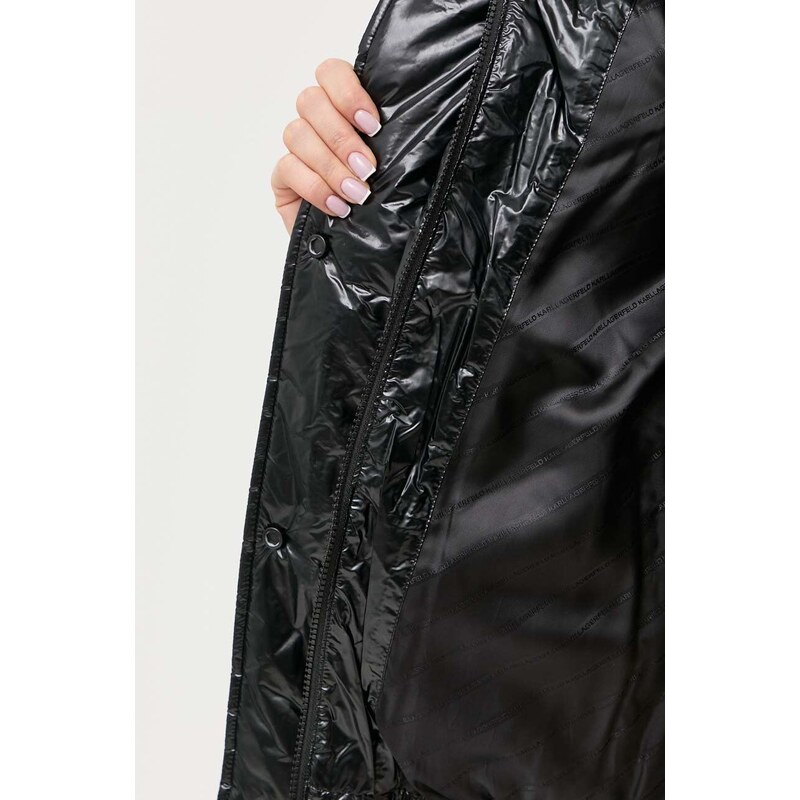Pernata jakna Karl Lagerfeld za žene, boja: crna, za zimu